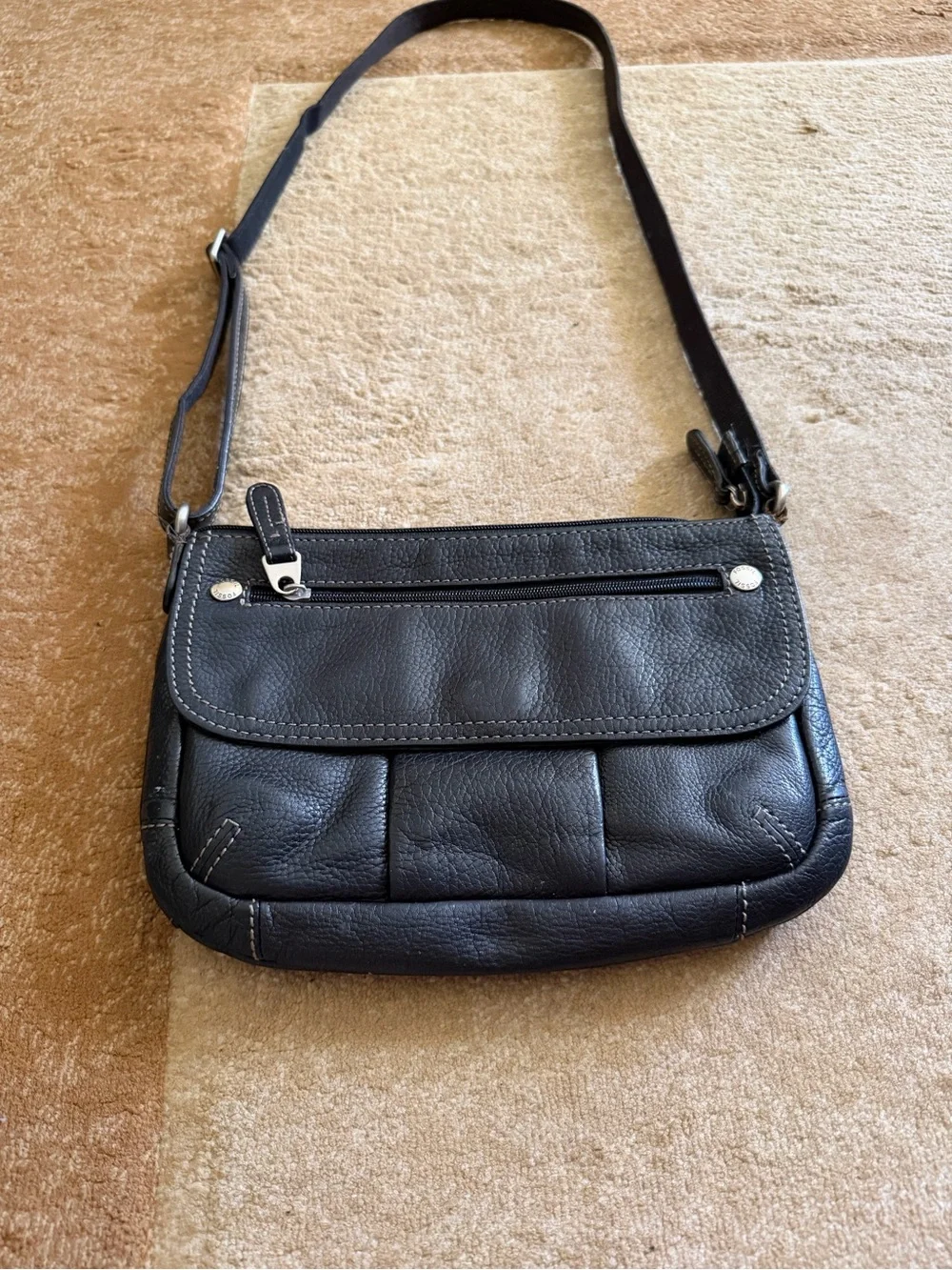 Fossil Black Leather Crossbody Bag